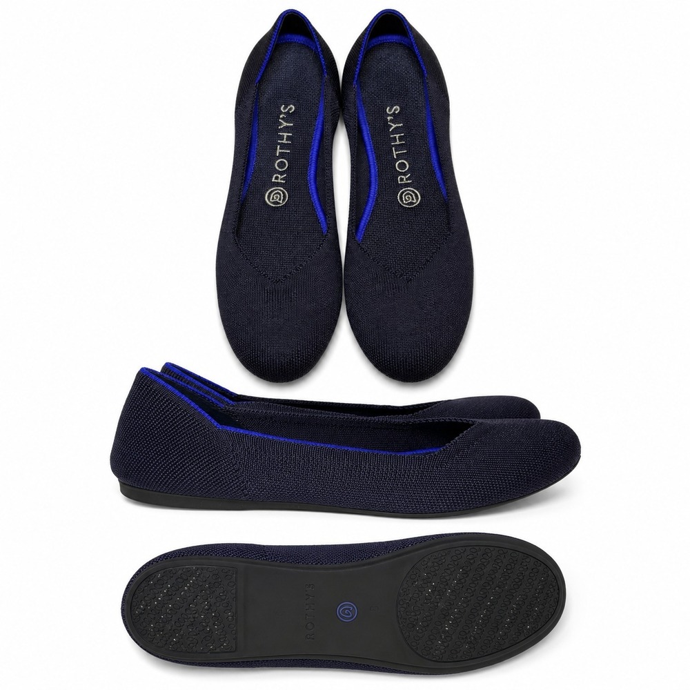 Rothys The Flat Round Toe Ballet Flats Womens Size 8 Knit Slip On Shoes